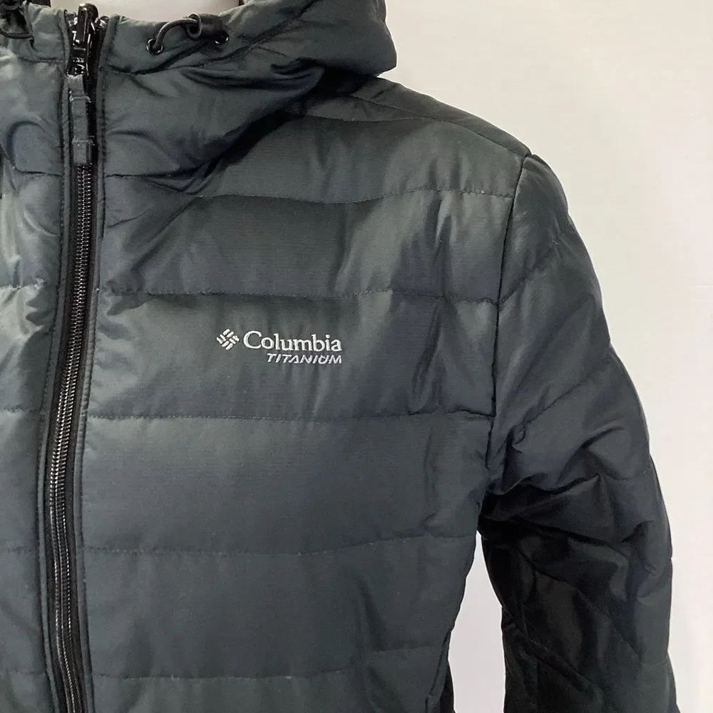 Columbia Down Puffer Reversable Coat Gray and Polka Dot Women’s Size L - Picture 3 of 14